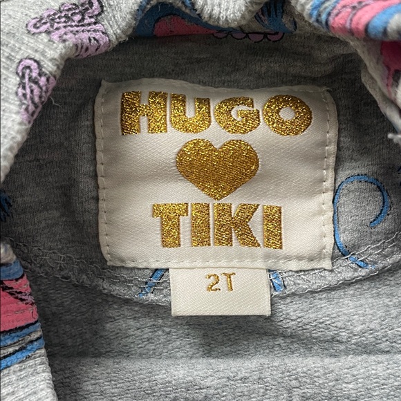 HUGO LOVES TIKI Gray Sweatshirt with Pink and Blue Monkey Print - Picture 2 of 4
